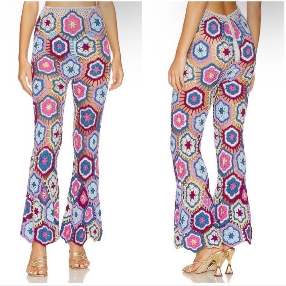 Colorful Crochet Flare Pants